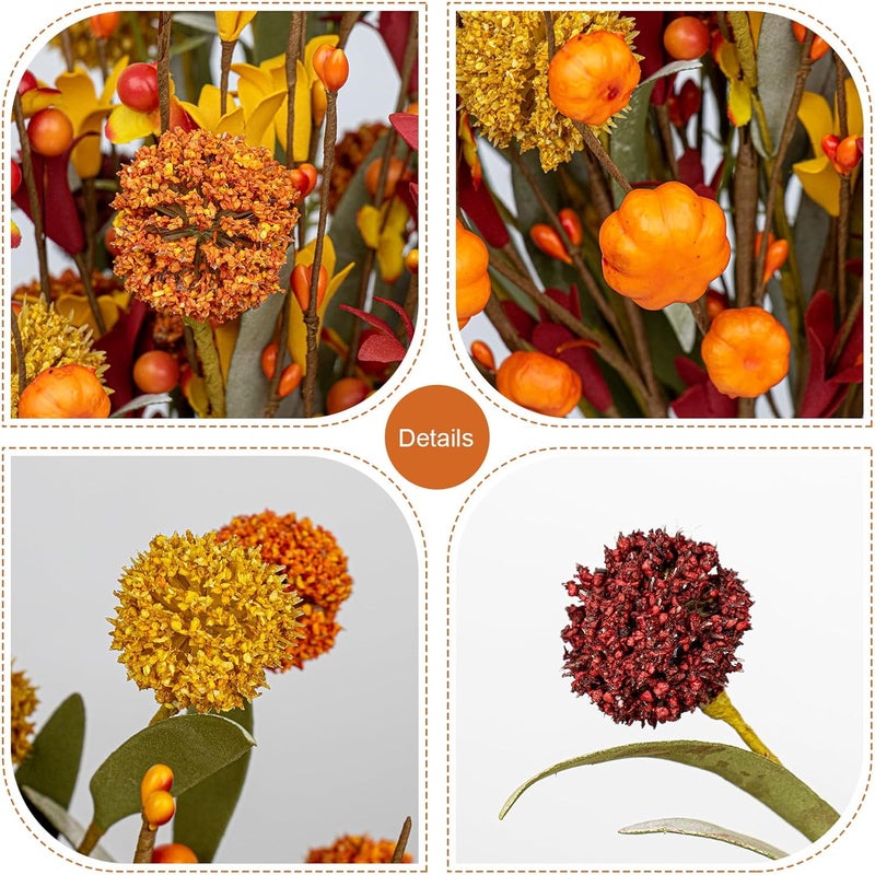 MG MagicGarden 12 Pack Fall Floral Picks 17 Inch Artificial Pumpkin Picks Autumn Flower Stems with Pumpkins Dandelions for Thanksgiving Day Harvest Festival Home Indoor Decorations - Image 5